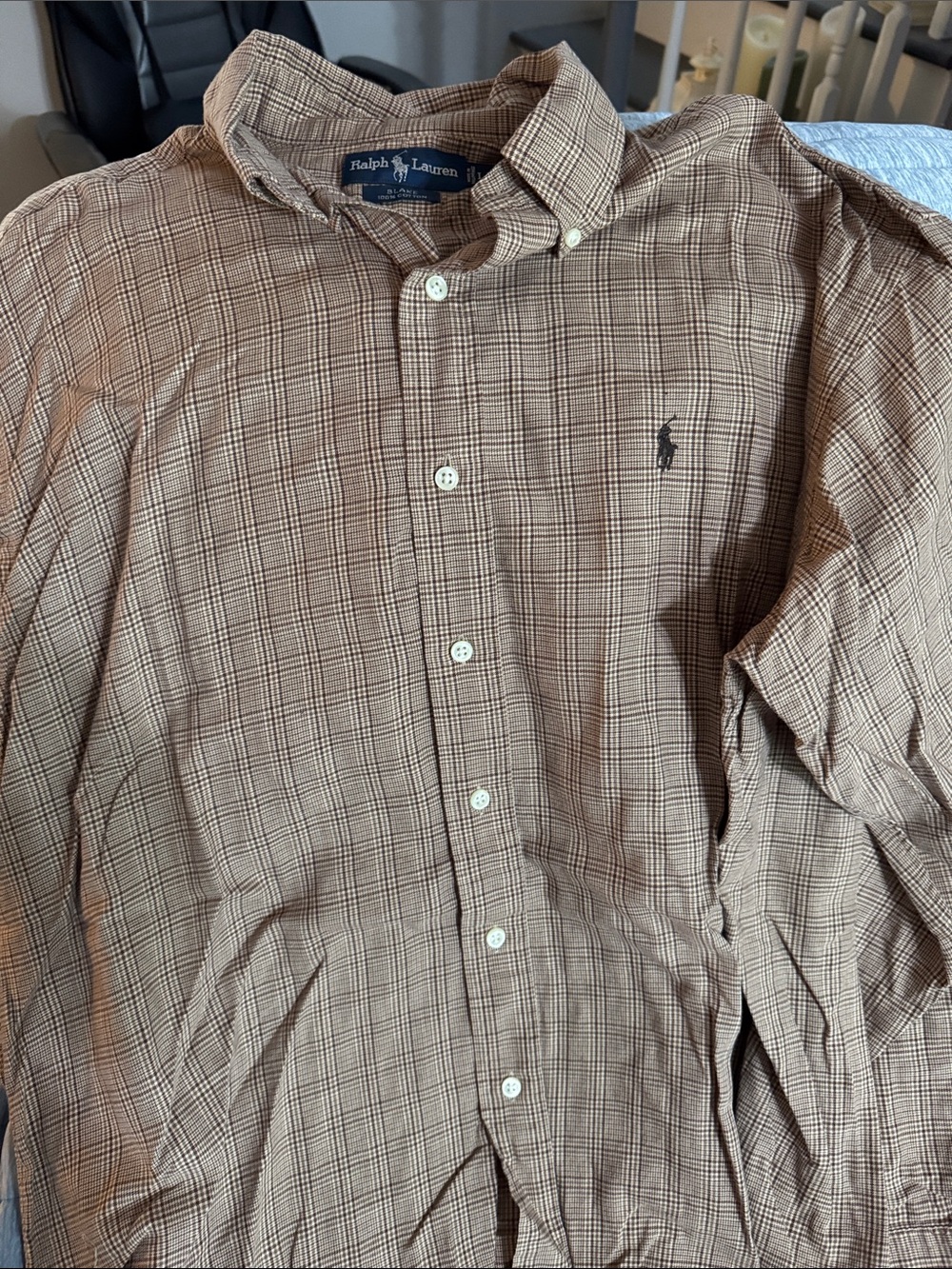 Ralph Lauren Brown Plaid Button-Down Shirt